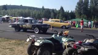 1957 CHEVY VS. WILDCAT WRECKING STUDEBAKER BILLETPROOF ERUPTION DRAGS 2014