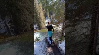 SNOWY WATERFALL CLIFF JUMPING #shorts