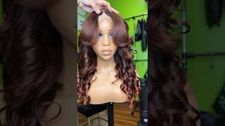 Curtain Bangs on Ginger Wig| Adore Hair Color #gluelesswig #frontalwig #coloredwig #wigmaker #wigs