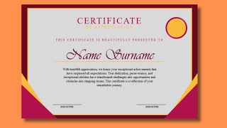 How to Make Simple Certificate in MS Word Part 26 #design #certificate #art