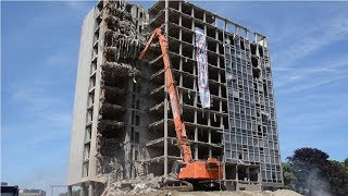 Dangerous Extreme Work Building Demolition With Excavator, Amazing Heavy Equipment Operator Skill