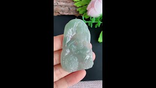 翡翠玉器糯冰種文殊菩薩玉吊墜 Natural jade jewellery type-A jadeite Clerical Bodhisattva pendant