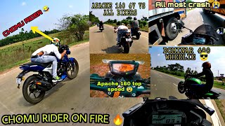 Apache 160 4V VS All Bikers 😁 || Sunday Ride ft.Chomu Rider🤣|| Dominar 400 Wheelie 🔥 ||