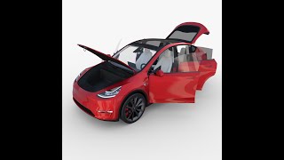 Tesla Model Y Red with interior 3D Model