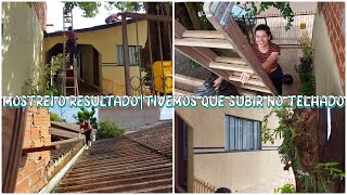 TIVEMOS QUE SUBIR NO TELHADO😱 OLHA COMO ESTAVA| MOSTREI O RESULTADO DA FACHADA NOVA| Amanda Maria