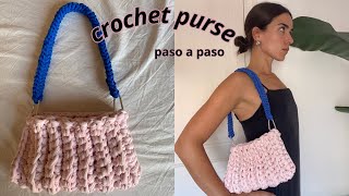 Cartera de trapillo / crochet shoulder bag tutorial /beginner friendly (step by step) / t-shirt yarn