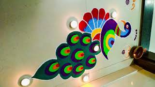 🌺Diwali rangoli |peacock rangoli design|#rangoli#peacockrangoli#diwali#rangoliartist#rangolidesigns