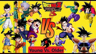 Kid Goku Vs. Adult Goku Team Battle - Dragon Ball Z Budokai Tenkaichi 3 Team Battle Kid Vs Adult