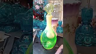 Gibson Glass, Opalescent Vaseline Glass Decanter! Valuable Uranium Glass! 2001