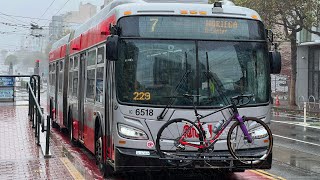 San Francisco MUNI 2015 New Flyer Xcelsior XDE60 6518 on route 7 Haight/Noriega