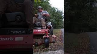 Cutting the lawn next to the road #lawncare #lawnmaintenance #automobile #shorts