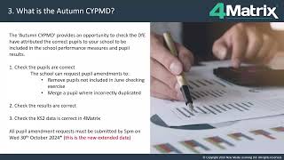 4Matrix Webinars - KS4: Autumn CYPMD Checking Exercise