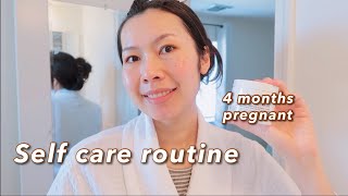 SELF CARE ROUTINE | 4 months pregnant (skincare, haircare, makeup, stretching )