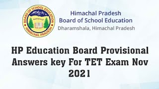 HP Education Board Provisional Answers key For TET Arts Exam Nov 2021