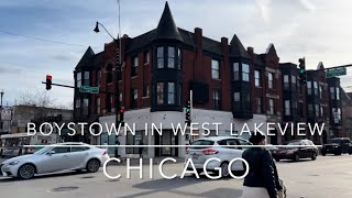 [4K] Downtown Chicago, IL US - Boystown in East Lakeview in evening