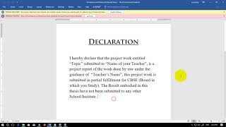 Download a Preface and Declaration template in Microsoft Word for School Project