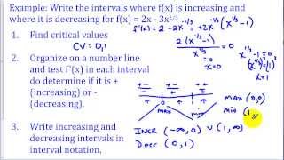 Increasing Decreasing Intervals and Relative Extrema