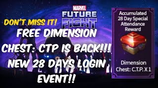 Marvel Future Fight|| New 28 days login event. Free CTP chest is back!!