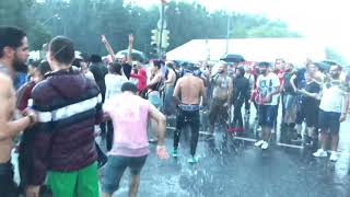 Russian fans celebrating World Cup 2018 final France-Croatia in Moscow