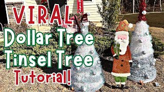 ✨Viral✨ Tinsel Tree tutorial using ONLY Dollar Tree supplies!!!