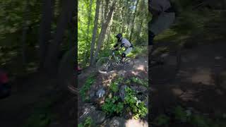 Risky backcountry mountain bike feature! #mtb #freeridemtb #downhill #mountainbike #enduromtb