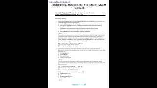 Interpersonal RelATIonships 8th Edition Arnold TEST BANK