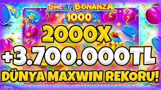 SWEET BONANZA 1000 YENİ OYUN 🍭 +3.700.000 TL DÜNYA MAXWİN REKORU KIRDIM! 1000X YAĞDI!