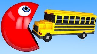 Learn Colors with PACMAN and School Bus Magic Street Vehicle for Kid Children