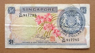 1 Singapore Dollar Banknote (One Dollar Singapore: 1972) Obverse & Reverse