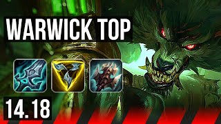 WARWICK vs VAYNE (TOP) | 18/1/4, 10 solo kills, Legendary, 800+ games | NA Master | 14.18