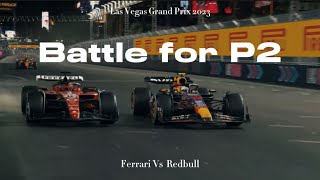 Charles Leclerc and Sergio Perez Overtake Moment for P2 at Las Vegas GP #formula1 #redbull #ferrari