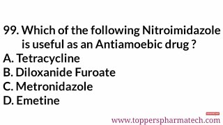 Pharmacology MCQ - 10 || #PharmacistExamQuestionPaper | DCO Exam | GPAT Exam | NIPER Exam