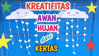 Kreatifitas membuat hiasan awan hujan dari Kertas HVS with Bu ifa