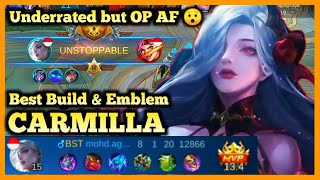 CARMILLA BEST BUILD, MOBILE LEGENDS, , CARMILLA GAMEPLAY, CARMILLA OP SUPPORT, 2020 MLBB SEASON 18