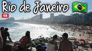 walking-4k PRAIA DE COPACABANA LOTADA / LEME