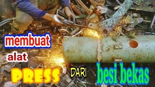 memanfaatkan limbah besi.|| alat press kelapa dari besi bekas.|| pres kelapa || press abon #welding