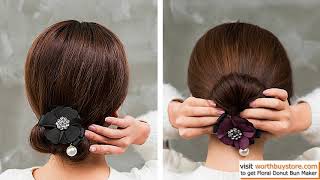 How to use Floral Bowknot Bun Holder to make Bun Hairstyle ？