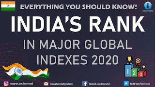 India's Rank in Major Global Indexes & Reports | 2020 | Updated | IIFT, XAT, TISSNET, CMAT, Banks