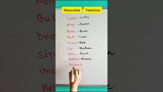 Masculine and feminine👦🏻👧🏻 #english #gender #shortsvideo #shorts #englishlanguage #viralvideo