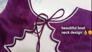 new boat neck blouse design cutting and stitching || party wear blouse design 2024