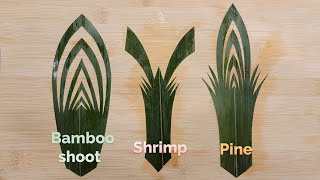 3 Basic Leaf Cutting SASA-GIRI Art 'Bamboo shoot', 'Shrimp', 'Pine'