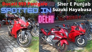 Ducati 959 Panigale spotted in Delhi | Ft. Suzuki Hayabusa, R15v3 Red | Sher-E-Punjab