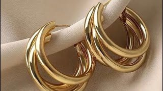 Gorgeous gold hoop earrings designs ✨👌|| stylish hoop earrings for girls and women 😍🤩