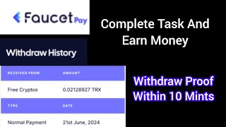 Complete Simple Task and Earn Money | Withdrawal Proof Faucetpay Wallet | Online Crypto Currency