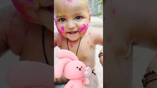 happy Holi 🎆 vedang babu ki first' holi #baby #shortvideo #cutebaby #trending