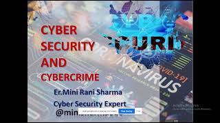 National Webinar on Cyber Security,Speaker Er.Mini Rani Sharma Organised by ISM, Ranchi