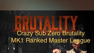 MK1 Ranked Master League Sub Zero/Cyrax combo 22 Hits crazy Brutality