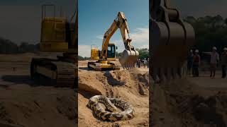 Unforgettable excavation, huge python snake emerges from the ground #youtubeshorts