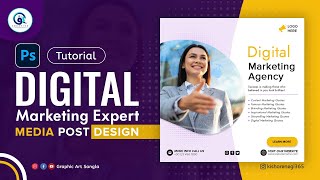 Digital Marketing Agency Banner | Social Media Post Design | Photoshop Tutorial | Graphic Art Sangla