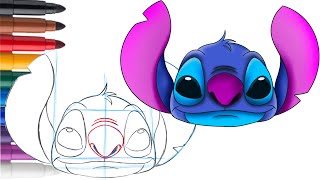 Comment apprendre à dessiner STITCH étape par étape facilement / Lilo et stitch WALT DISNEY